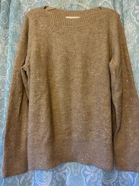 LOFT Gold Sequin Knit Sweater
